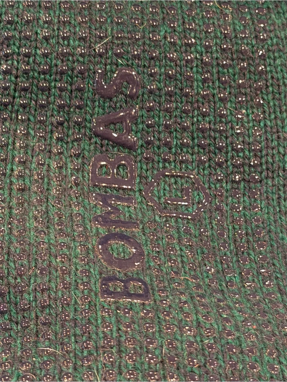 Bombas Forest Green Knit Slipper Socks with Blue Trim size L
